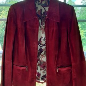 Liz Claiborne Suede Jacket, Ruby Red Size 12